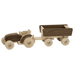 Wooden Tractor with Tipping Trailer - Goki Nature Collection
