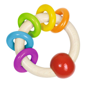 Wooden Rainbow Ring Grasping Toy - 5 Rings