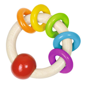 Wooden Rainbow Ring Grasping Toy - 5 Rings