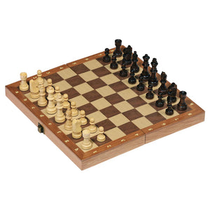 Chess set in a wooden hinged case